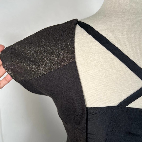 Marc by Marc Jacobs Women's Bustier Dress S Black Gold Striped Button Side EUC! - Picture 7 of 9